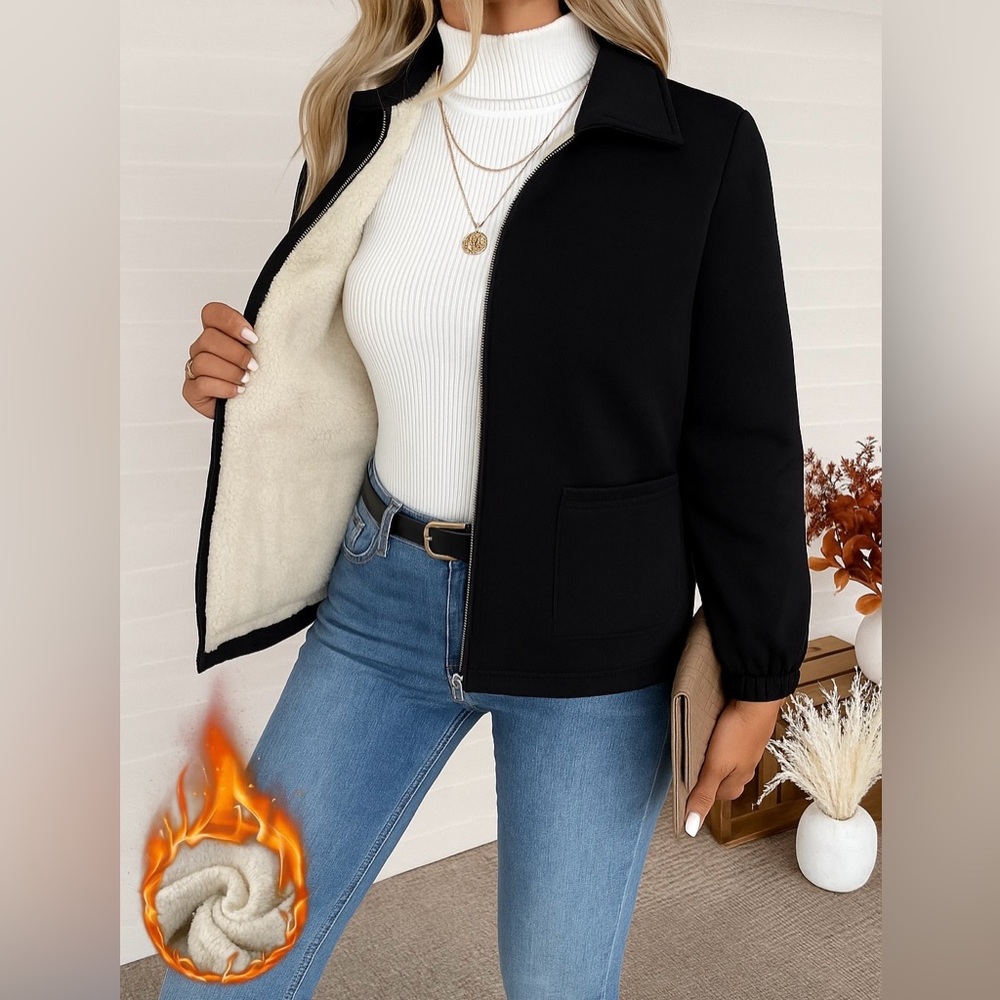 Women's Black Fleece-Lined Jacket